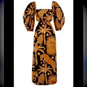 Johanna Ortiz Printed Cut-Out Midi Dress (US 0)